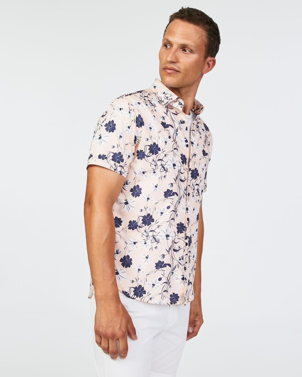 Breamlea Short Sleeve Shirt, Pink, hi-res
